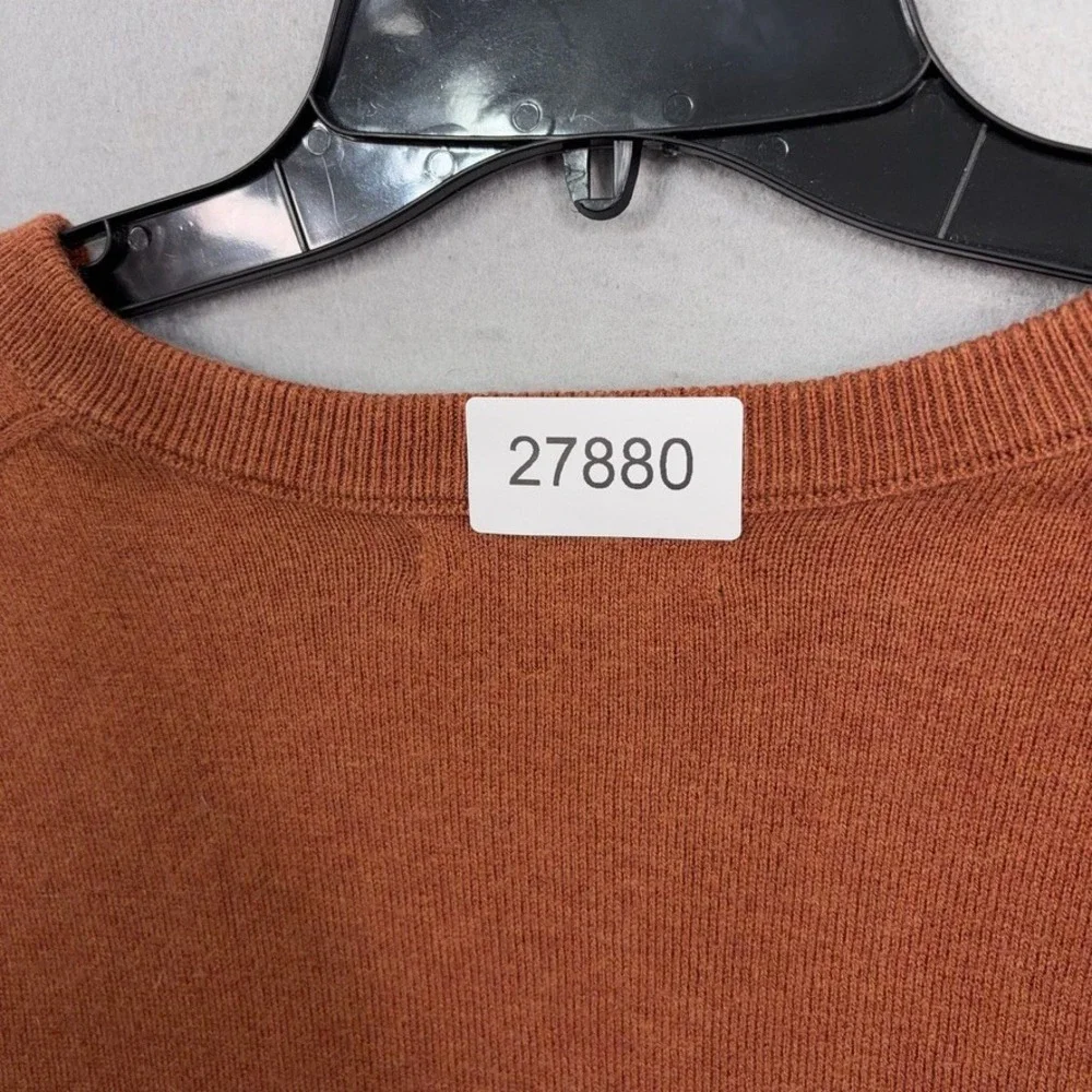 Banana Republic Sweater Mens XL Orange Cotton Cashmere V-Neck Pullover Classic